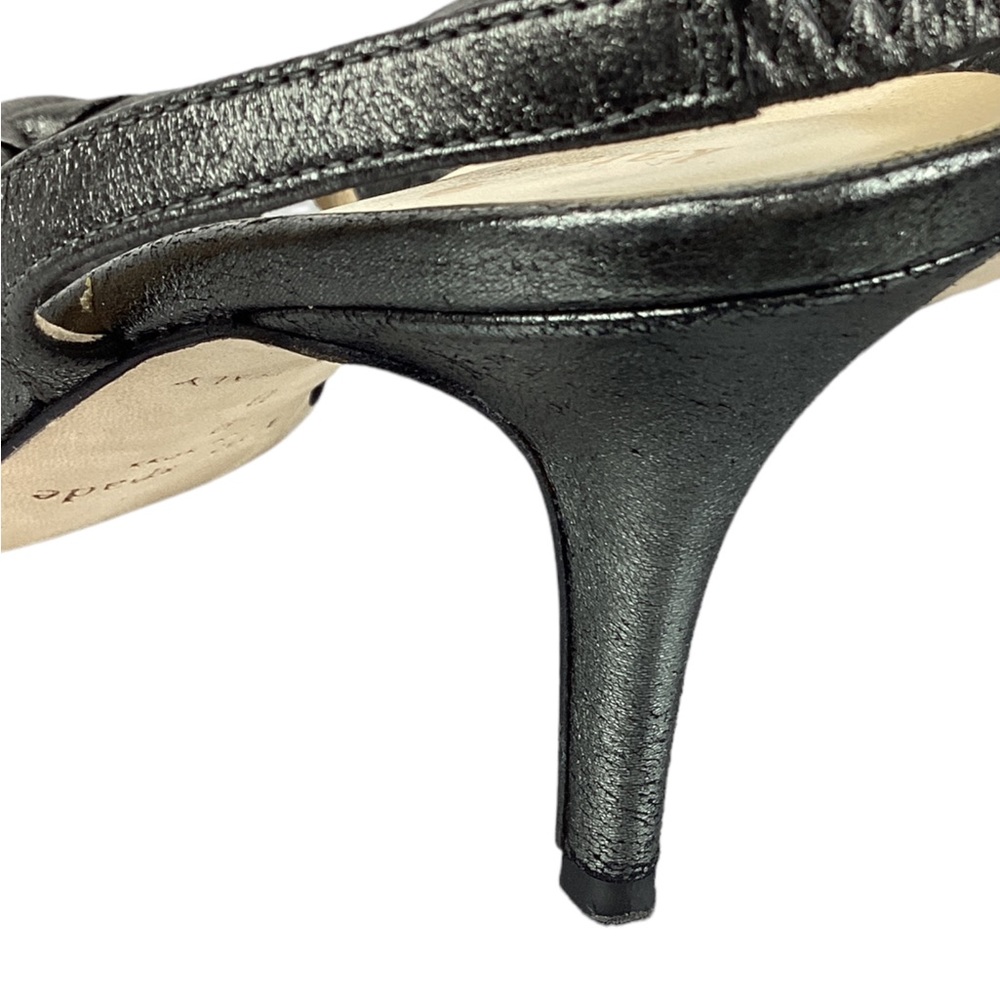Kate Spade Marlena Pewter Leather Bow Slingback Heels - Picture 5 of 8